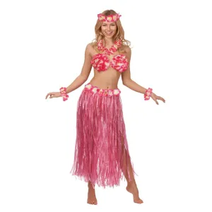 Womens Hawaiian Honey Hot Pink Fancy Dress Summer Costume