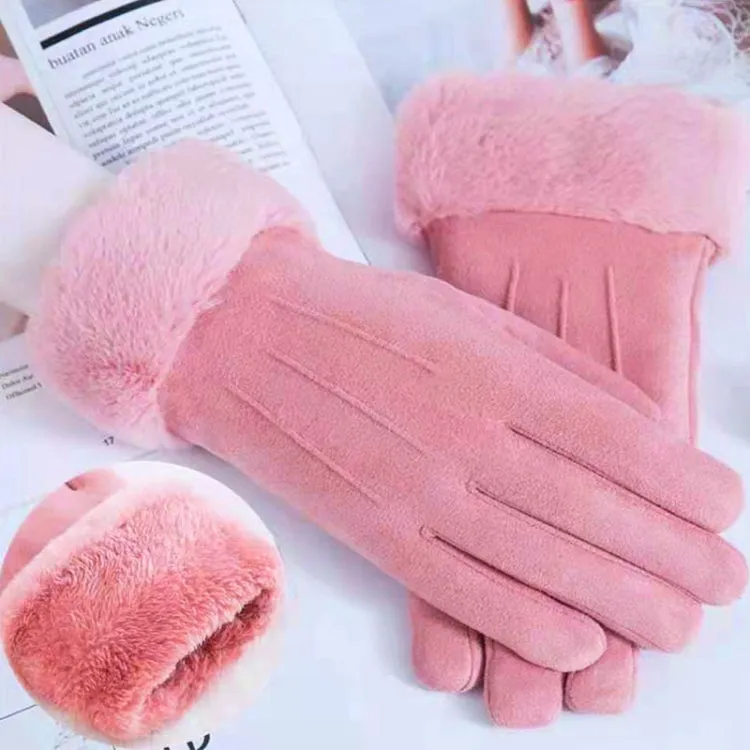 WST-01 Fleece Warm Gloves Autumn and Winter Touchscreen Cycling Gloves(Pink)